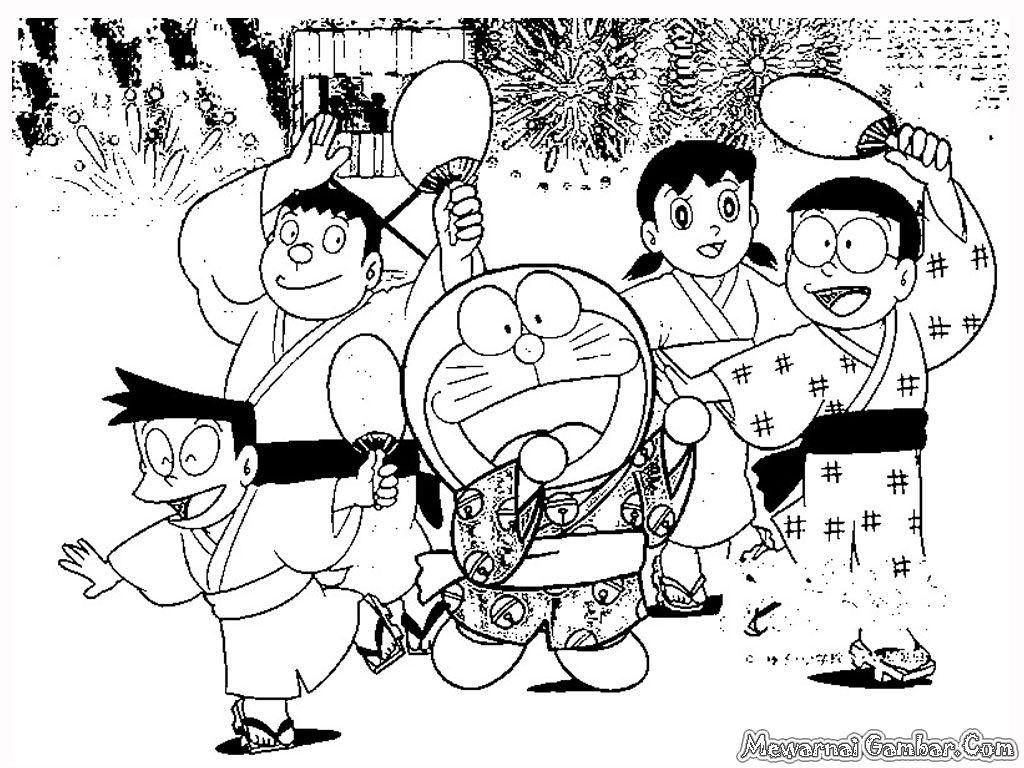 Gambar Mewarnai Menarik Mewarnai Gambar Kartun Doraemon